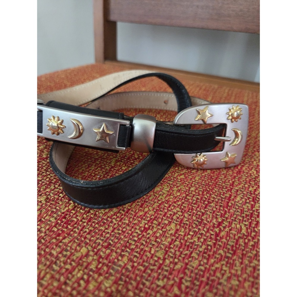 Vtg Leatherock Celestial Belt Women's S/m/L Sun Moon Stars 8671  Silver Gold